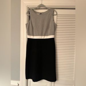 Talbots Colorblock Gray/bone/black sheath dress size 10